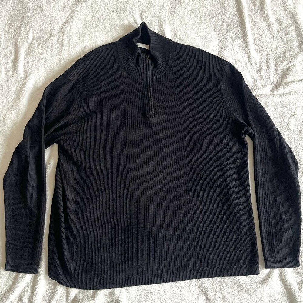 Perry Ellis Vintage Pullover Mock 1/4 Zip Neck Long Sleeve Sweater Shirt Sz: XL